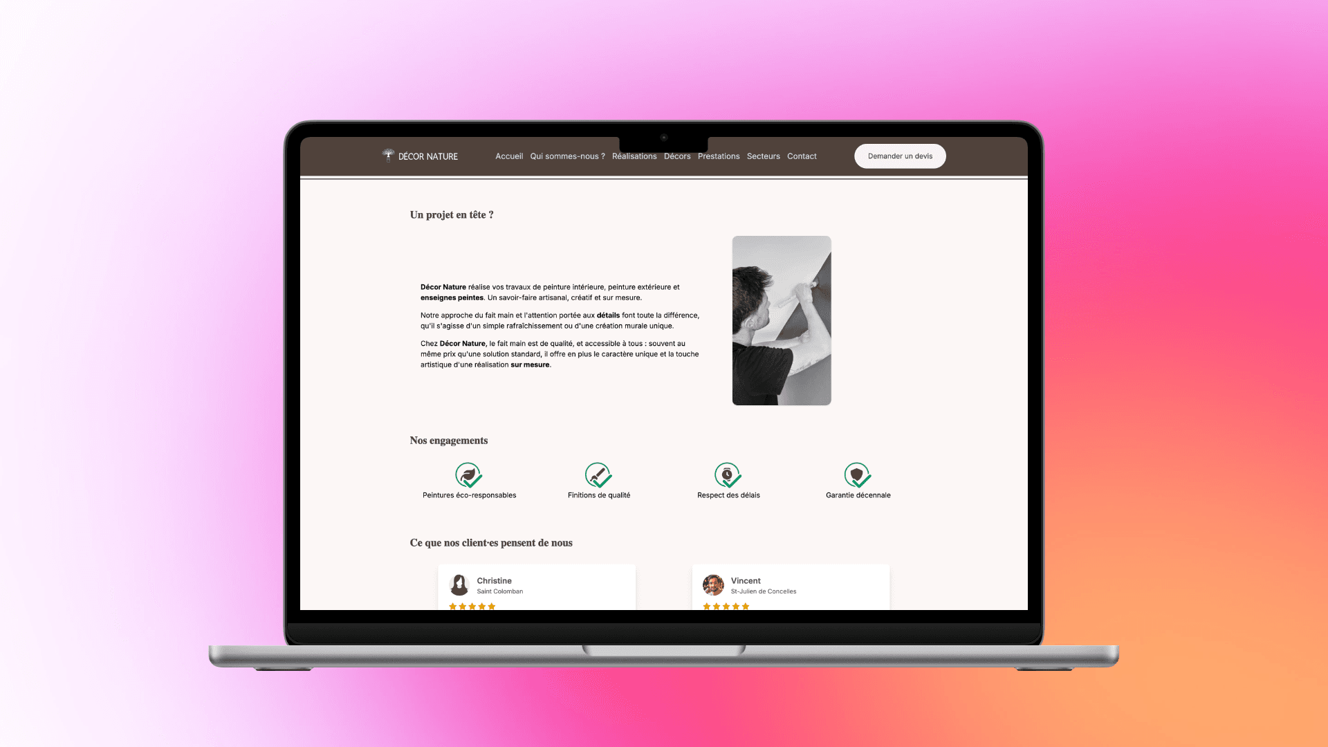 Screenshot of the Decor Nature project